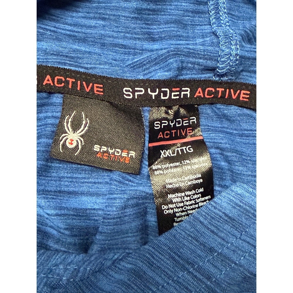 Spyder Active Mens XXL ProWeb Blue Heathered Lightweight Performance Hoodie Top - Picture 4 of 10